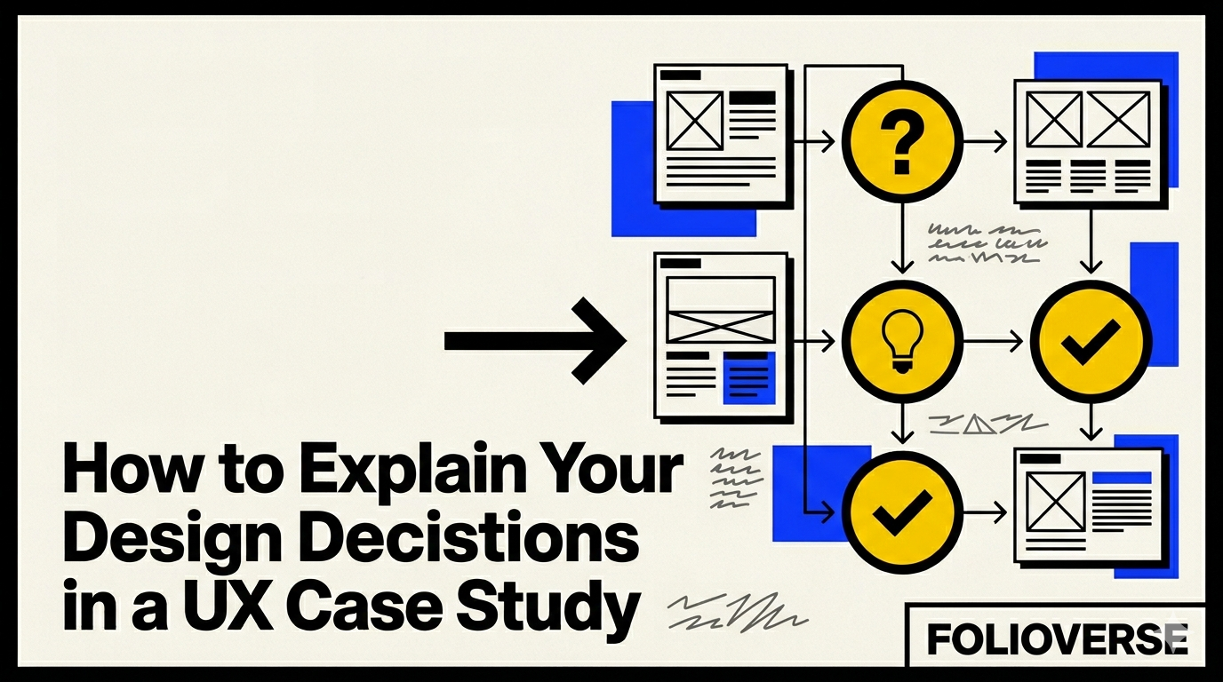 UX case study'de tasarım kararlarını açıklamak üzerine editoryal kapak görseli