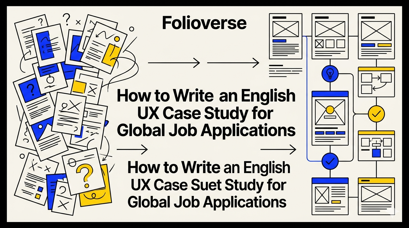 Global iş başvuruları için İngilizce UX case study yazmak üzerine editoryal kapak görseli
